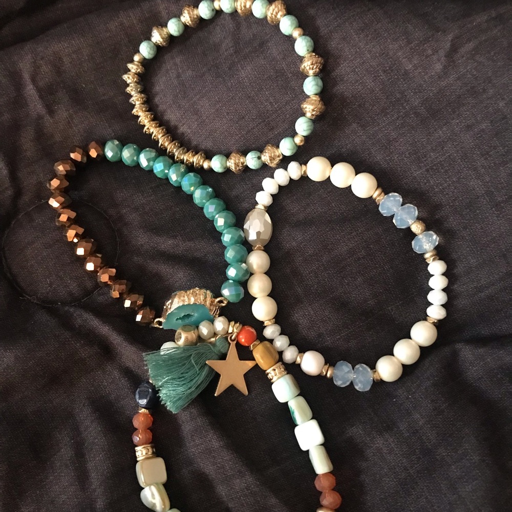 Plunder Designs bracelet stack in Tide Pool